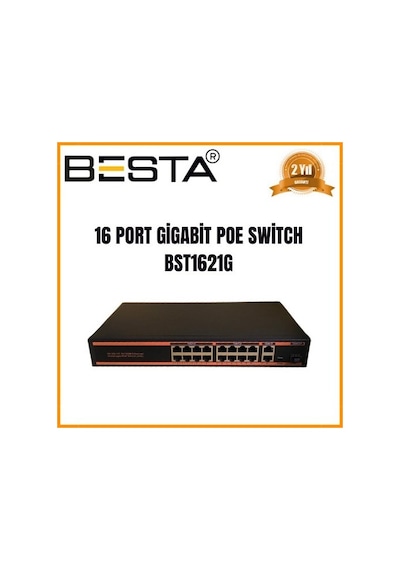 16 Port Gi Gabi T Poe Swi Tch 10/100/1000 Mbps Bst1621g