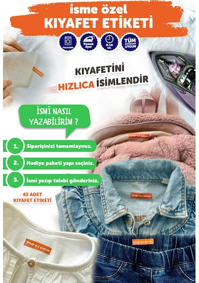 Kıyafet Etiketi - Okul Kıyafet Kumaş Etiketi Kreş Anaokulu İlkokul Kıyafet Kumaş Etiketi
