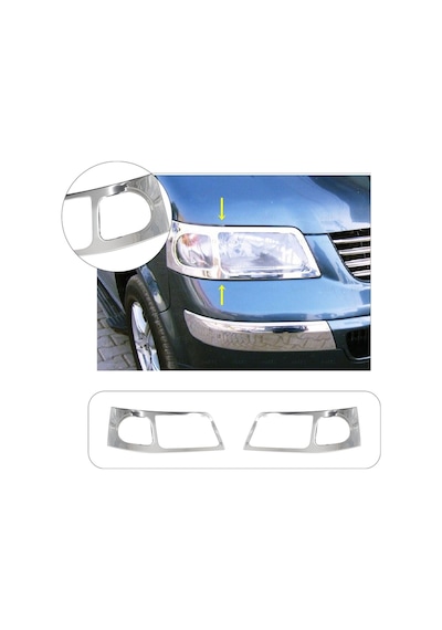 Volkswagen Transporter T5 Uyumlu 2003-2015 Krom Far Çerçevesi 2 Parça Paslanmaz Çelik