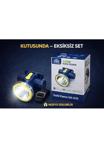 Gold Kam A Gk-670 Led Kafa Feneri Type-c Şarjlı 1200 Mah 3w Cree Led Outdoor Kamp Işığı