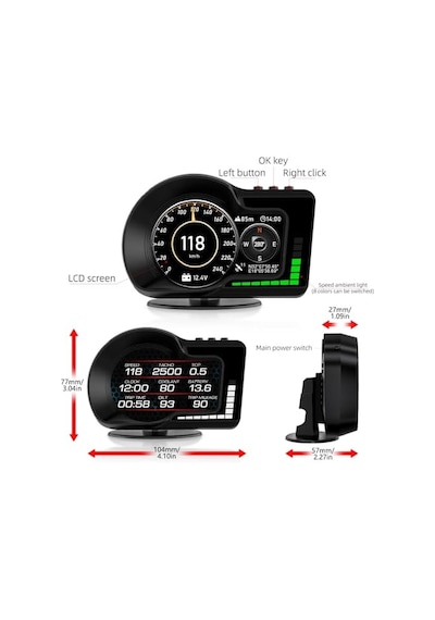 F15 Hud Obd Obd2 Dijital Kilometre Rpm Su Sıcaklığı Basınç Hararet Araç Veri Ekranı Head Up Display