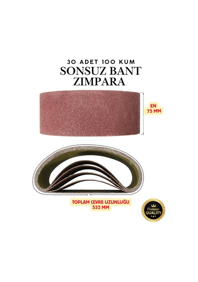 30 Adet Sonsuz Bant Zımpara Kağıdı 75x533 Mm 100 Kum Orta Tank Palet Zımparası Şerit Zımpara Makinesi Ağaç Ahşap Metal Demir Yüzey Temizleme Pürüzsüz Hassas Düzleme Parlatma Akülü Elektrikli Seti