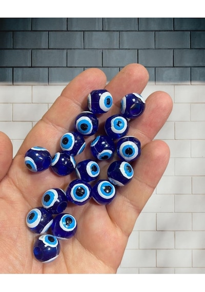 14 Mm Danagöz Nazar Boncuğu - Dekoratif Boncuk 30 Adet - Kalın Delikli