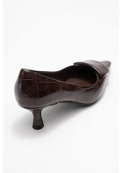 Luvishoes Luvi Shoes Marcıa Kahverengi Baskı Tokalı Kadın Topuklu Ayakkabı Kahverengi