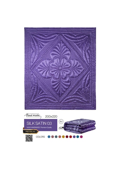 Harir El İşi Çift Kişilik Saten Yorgan 200x220 Cm Elyaf Dolgulu Fuşya