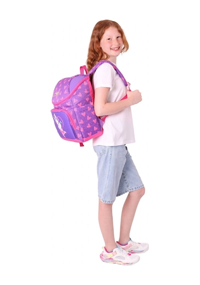 Kaukko İki Bölmeli Ergonomik Kız Çocuk Okul Çantası Pembe Mor - Kalpli Tavşan Desenli - L5246 Pembe - Mor
