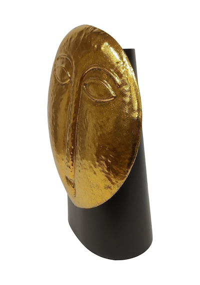 Biev Metal Vazo Yüz Kabartmalı 26x14x36 Cm