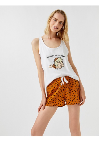 Koton Baskılı Pijama Takımı Pamuklu Kahverengi Desenli 1ylk79418mk