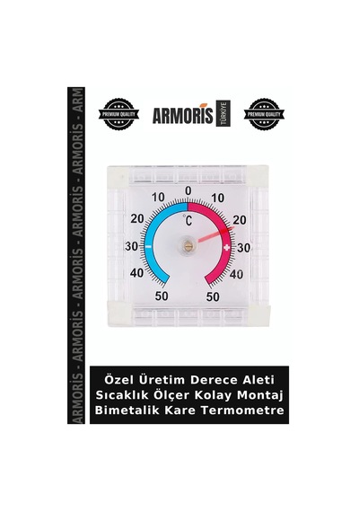 Özel Üretim Derece Aleti Sıcaklık Ölçer Kolay Montaj Bimetalik Kare Termometre