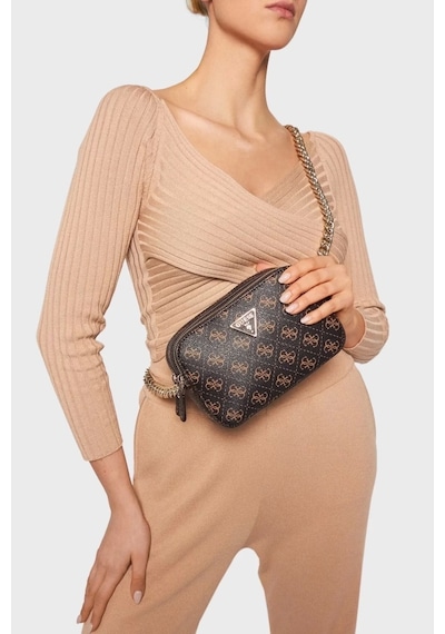 Guess Kadın 4g Logolu Noelle Çapraz Askılı Mini Çanta Açık Kahverengi