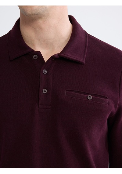 Lcwaıkıkı Classic Bordo Polo Yaka Erkek Sweatshirt