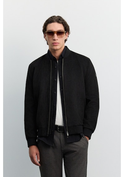 Avva Erkek Siyah Bomber Yaka Süet Dokulu Mevsimlik Comfort Fit Mont B006045