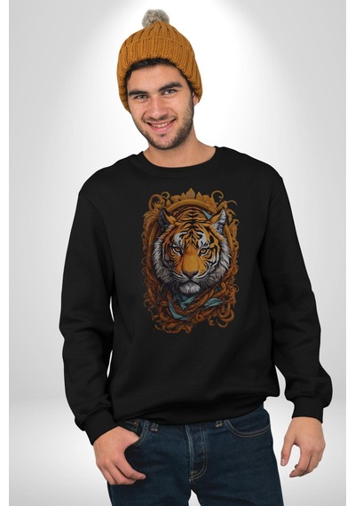 Kaplan Süs Unisex Siyah Baskılı Sweatshirt Siyah
