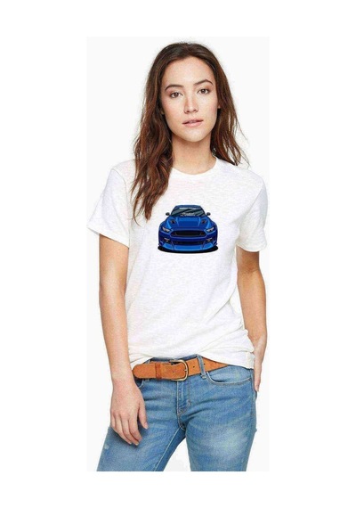 Mustang Baskılı Beyaz Kadın Tshirt