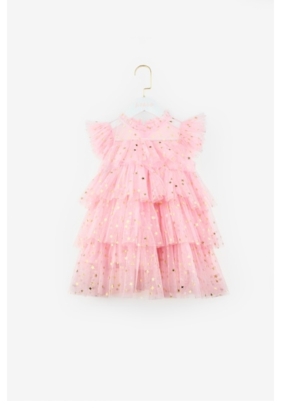 Le Mabelle Pembe Yıldızlı Katlı Kız Çocuk Tül Elbise - Essie Pembe