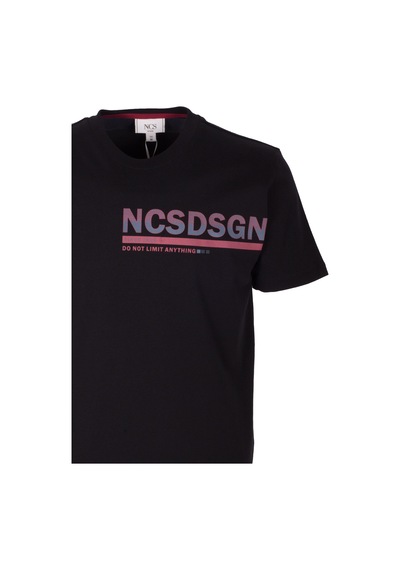 Erkek Tişört Bisiklet Yaka Siyah Slim Fit Baskılı T-shirt Ncs Jeans 1296 Siyah