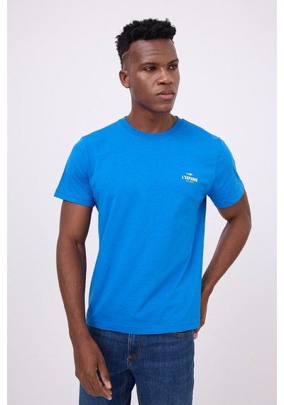 Marıne Tee Deniz Temalı Ribana Bisiklet Yaka Pamuk T-shirt-3123 Mavi