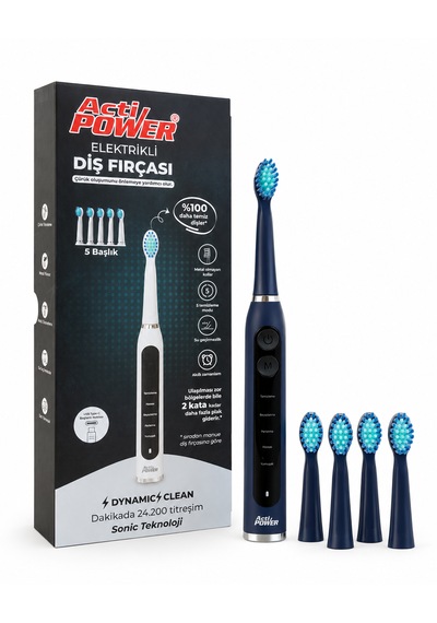 Acti Power Dynamic Clean Elektrikli Şarjlı Sonic Diş Fırçası 5 Yedek Başlık Kutuya Dahil