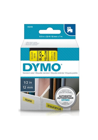 Dymo 45018 S0720580 D1 Sarı/Siyah Yedek Şerit 12 MM X 7 M
