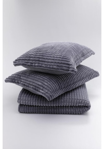 Merinos Modern Line Tek Kişilik Battaniye Seti Antrasit Antrasit