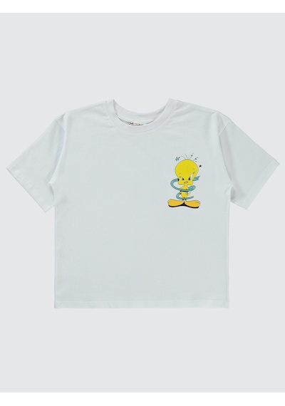 Tweety Kız Çocuk Tişört 10-13 Yaş Beyaz