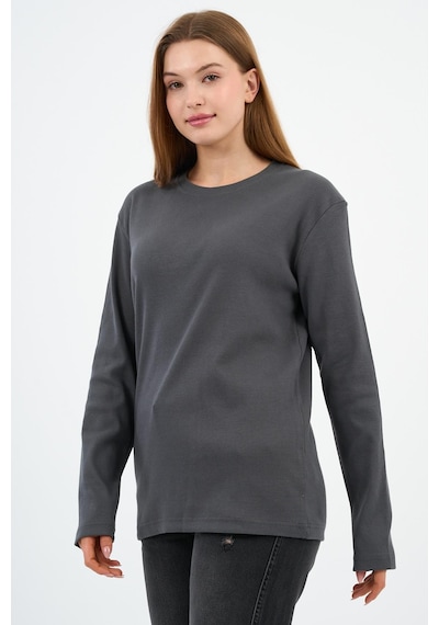 Alexander Gardi Bisiklet Yaka Likralı Uzun Kollu Kaşkorse Sweatshirt Wk25588 Antrasit