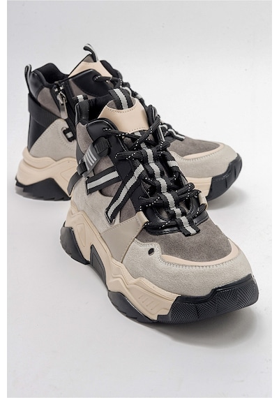 Luvishoes Clara Buz Siyah Kadın Spor Bot Buz Gri - Siyah