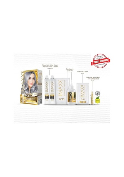 Maxx Deluxe Gold Serisi 24k Altın Parçacıklı Serum İle 1 Kutu 2 X 50 Ml Ve Geliştiriciler Saç Boyası Füme Gri 0.01
