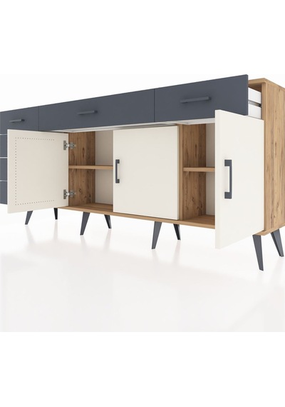 Arges Konsol 2 Raflı 6 Çekmeceli 3 Kapaklı 176x30x83 Çam-aytaşı/antrasit Aytaşı/antrasit Arges Konsol 2 Raflı 6 Çekmeceli 3 Kapaklı 176x30x83 Çam-aytaşı/antrasit Aytaşı/antrasit