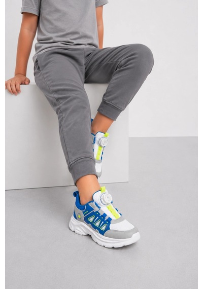 Ht Hotin Ignis Çocuk Spor Ayakkabı Mekanizmalı Bağcıksız Rahat Günlük Sneaker Beyaz-sax