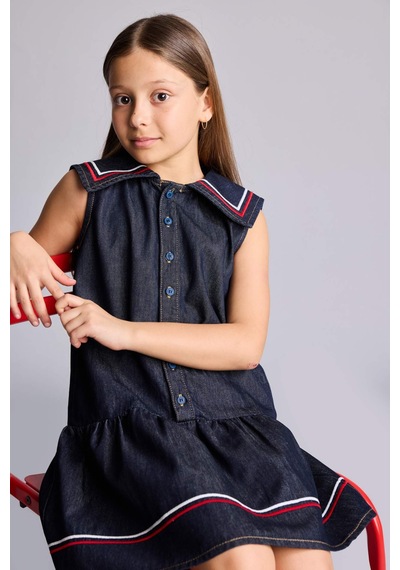 Defacto Jean Elbise Kız Çocuk H6597a826smnm34 Mavi-nm34
