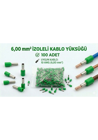 6mm İzoleli Kablo Yüksüğü 100 Adet 10 Awg