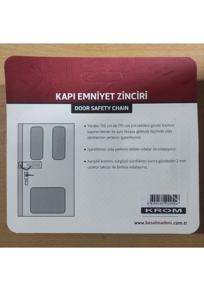 Kapı Emniyet Kilidi Zinciri Krom Renginde Beşel Yerli Üretim D...
