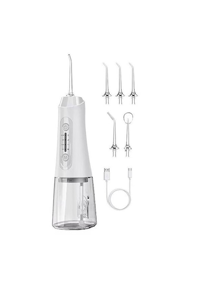 Ağız Duşu Şarjlı 320 Ml Su Hazneli 4 Modlu Su Geçirmez Taşınabilir Oral Irrigator 5 Başlıklı Derin Temizlik Type-c