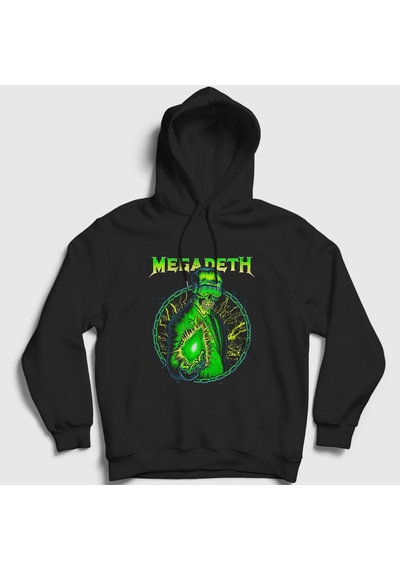 Presmono Unisex Shine Megadeth Kapüşonlu Sweatshirt Siyah