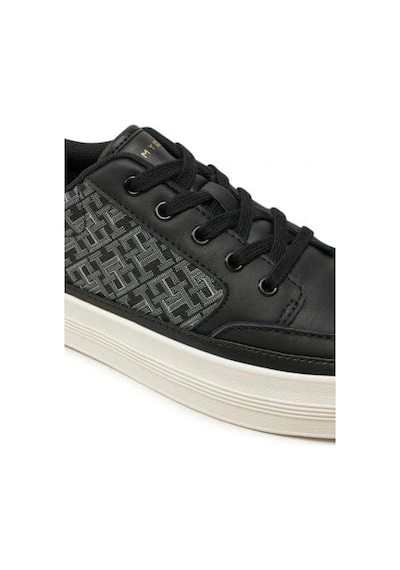 Tommy Hilfiger Kadın Siyah Vulc Deri Monogram Sneaker Çok Renkli