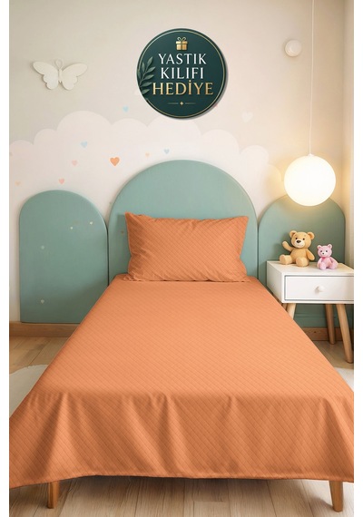 Somon Kapitone Tek Kişilik Pike Takımı - Modern Düz Bakır 160x220 Cm Mevsimlik Yatak Örtüsü Puslu Halı Pususu
