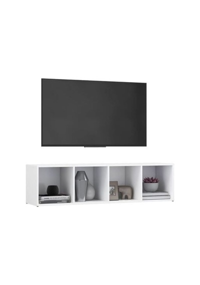 Tdesıgno Ezgi Televizyon Sehpası - Ünitesi -kitaplık-beyaz 144 Cm 4 Raflı Beyaz