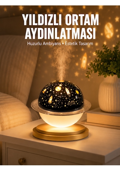 Hava Nemlendirici Led Işıklı Gece Lambası Yıldız Görünümlü Renk Değiştiren Çok Renkli 18460402