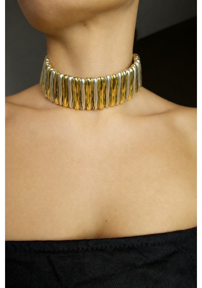 Twyn Choker Kolye Gümüş + Altın