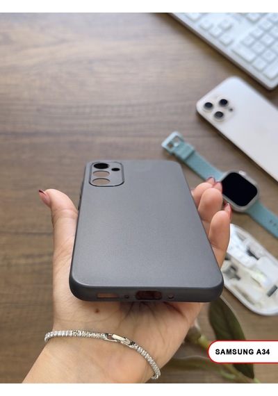 Samsung Galaxy A34 Uyumlu Süper İnce Mat Ultra Thin Silikon Kılıf Siyah