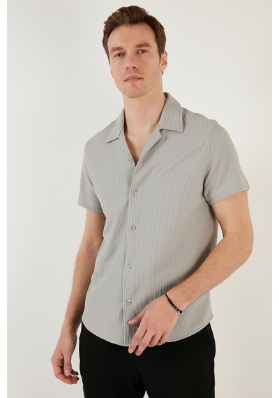 Buratti Pamuk Karışımlı Apaş Yaka Kısa Kollu Regular Fit Erkek Gömlek Cf24S115882 Gri Buratti Pamuk Karışımlı Apaş Yaka Kısa Kollu Regular Fit Erkek Gömlek Cf24S115882 Gri