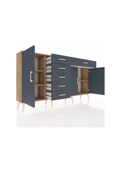 Arges Konsol 3 Raflı 6 Çekmeceli 3 Kapaklı 176x30x99 Çam-antrasit Antrasıt - Atlas Çam Arges Konsol 3 Raflı 6 Çekmeceli 3 Kapaklı 176x30x99 Çam-antrasit Antrasıt - Atlas Çam