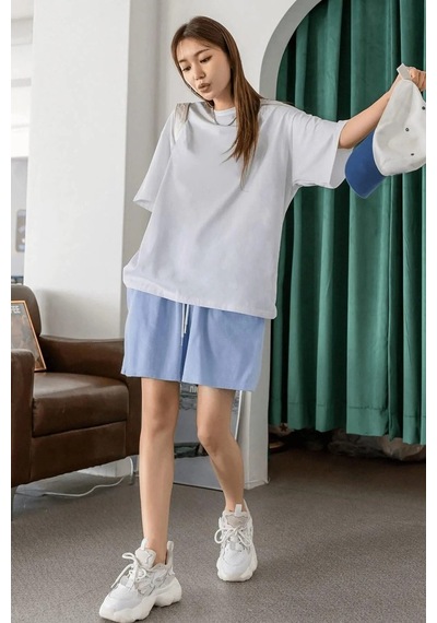 Beyaz Basic Düz Baskısız Oversize Salas Boyfriend Kadın T-Shirt Beyaz