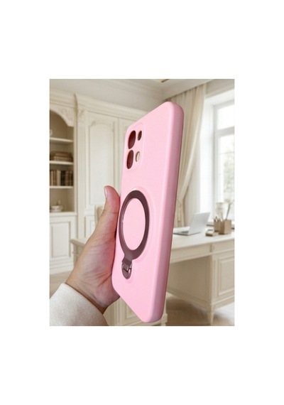 Oppo A6 Pro İle Uyumlu 360 Derece Dönebilen Kalın Metal Magsafe Halka Stantlı İçi Kadife Korumalı Ultra Lüx Premium Silikon Kılıf Pembe Oppo A6 Pro İle Uyumlu 360 Derece Dönebilen Kalın Metal Magsafe Halka Stantlı İçi Kadife Korumalı Ultra Lüx Premium Silikon Kılıf Pembe