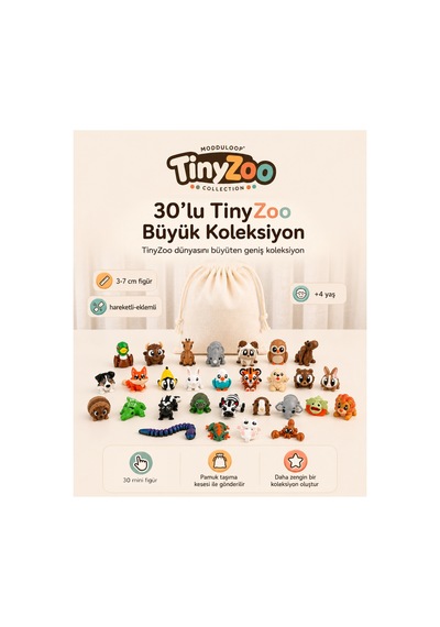 30 Lu Hareketli Hayvan Figürü Seti Eğitici Ve Eğlenceli Tinyzoo Oyuncak