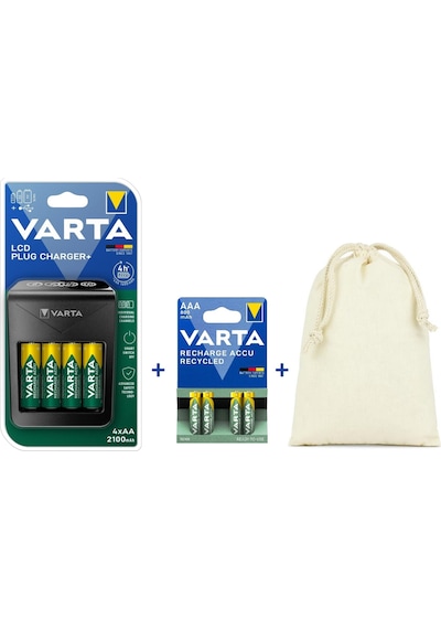 Varta Lcd Plug+ Şarj Cihazı+4x2100 Aa+4x800 Aaa Şarjlı Pil+çanta