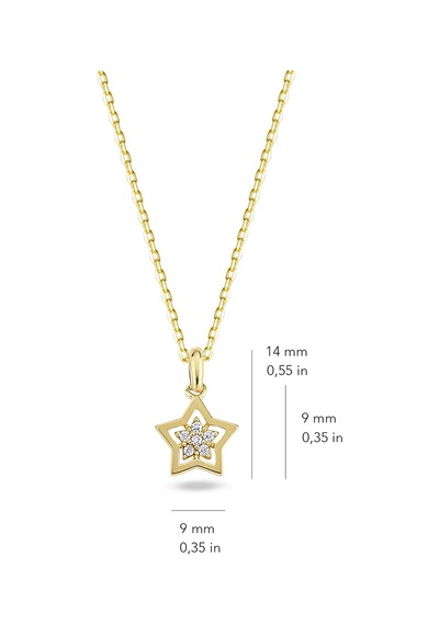 Goldkupe 14 Ayar Altın Taşlı Yıldız Kolye 1.68 Gr-5493