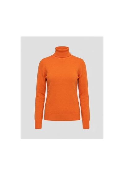 Onno Style Women Düz Balıkcı Yaka Basic Kazak Turuncu