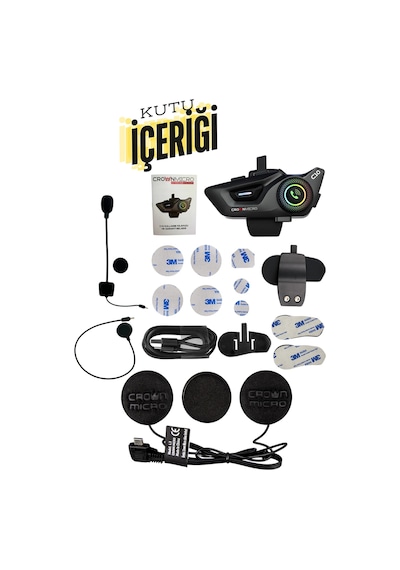 Crown C10 Motosiklet Kask Bluetooth Kulaklık Seti - Mobil Uygulama Destekli - İntercom / İnterkom -
